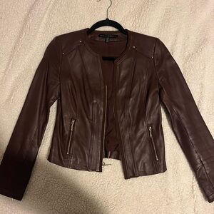 White House Black Market Dark Brown Leather Jacket